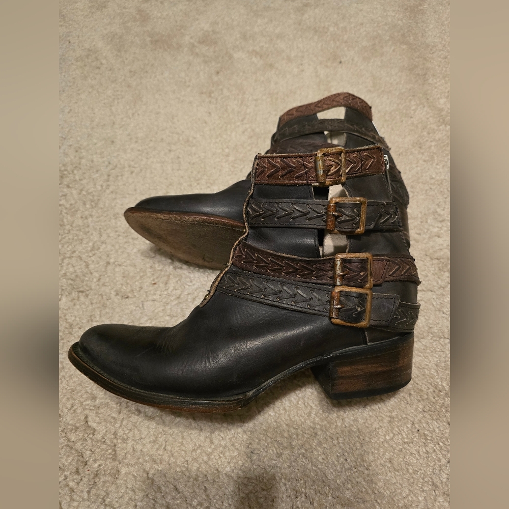 Women's Black and Brown Ankle Boots